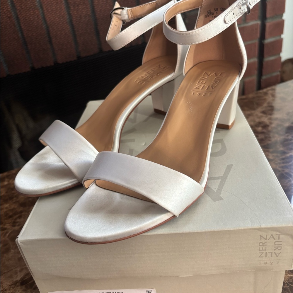 Naturalizer Elegant White Ankle Strap Heels - Picture 2 of 4